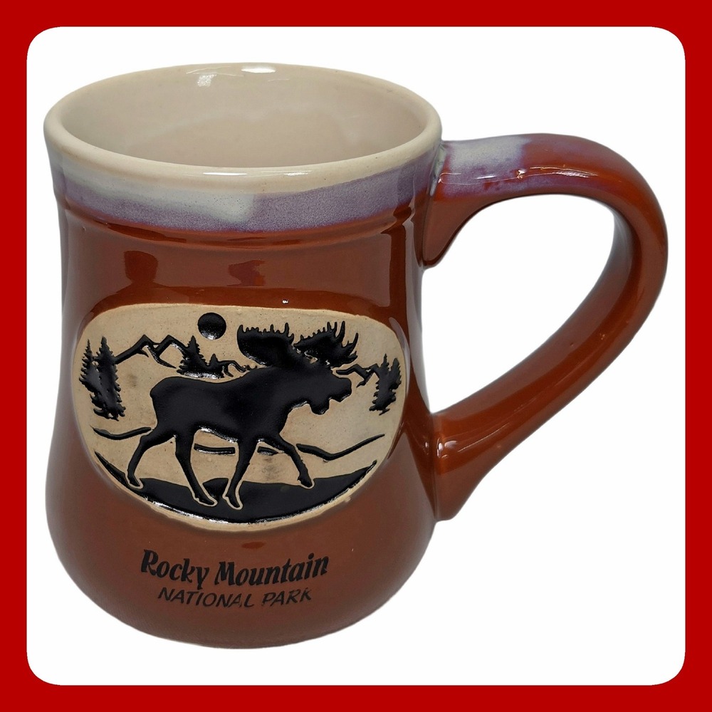 AGiftCorp Rocky Mountain National Park Moose‎ Coffee Mug Cabin Decor Ceramic New
